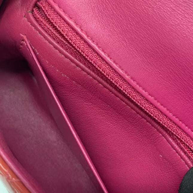 Chanel Classic Flap Mini Red Patent Leather Silver Hardware