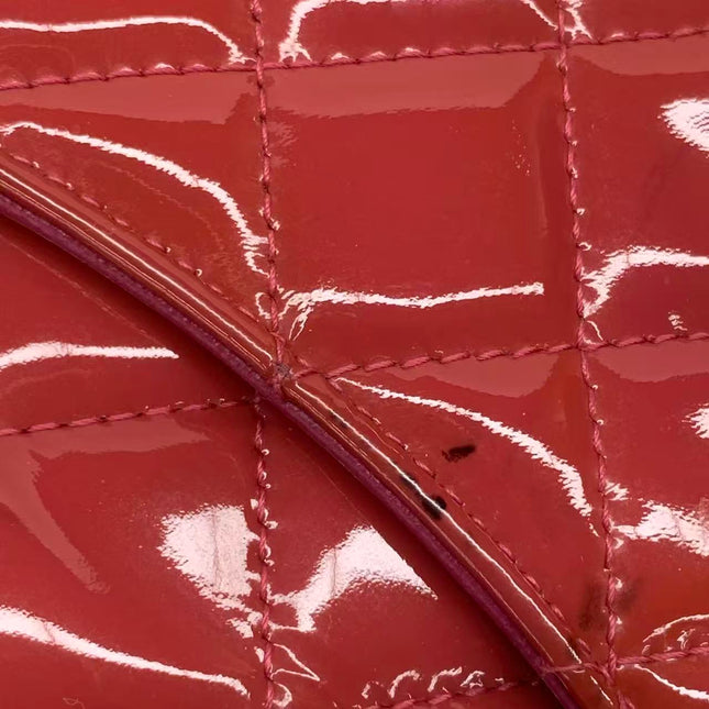 Chanel Classic Flap Mini Red Patent Leather Silver Hardware
