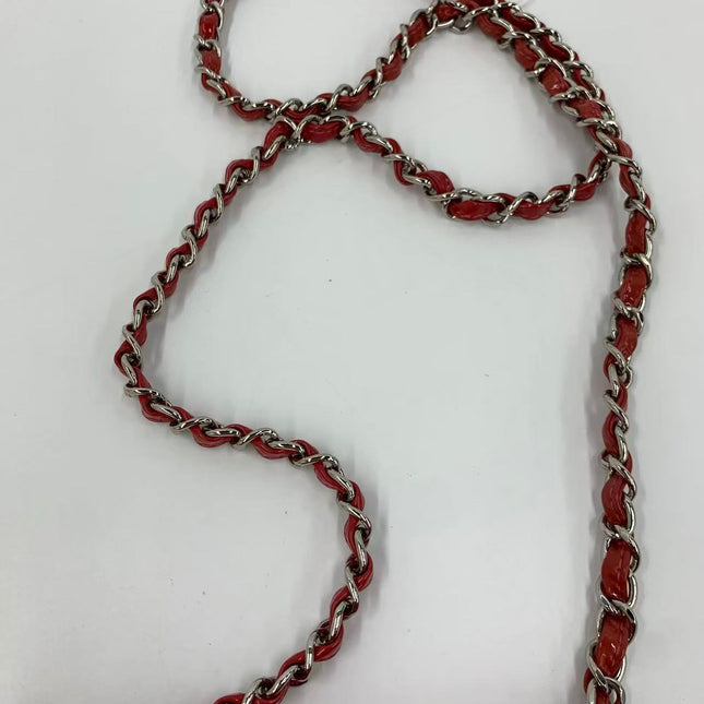 Chanel Classic Flap Mini Red Patent Leather Silver Hardware