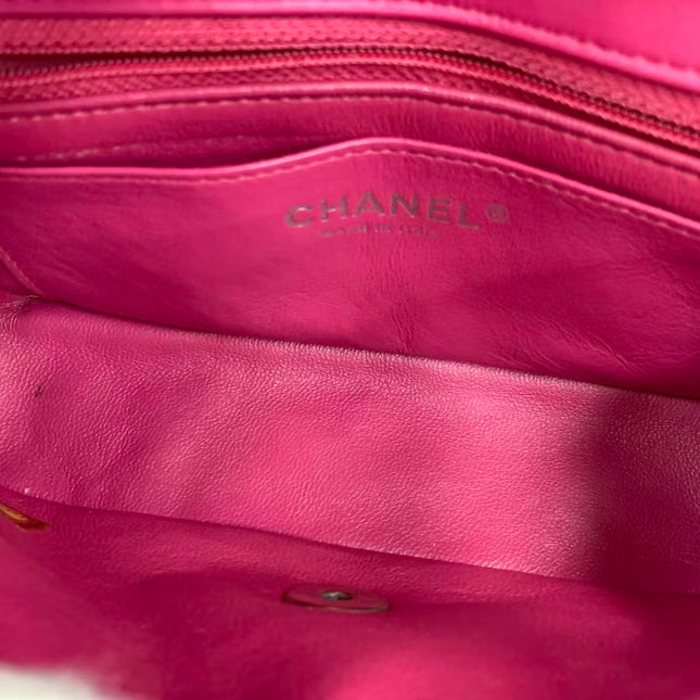 Chanel Classic Flap Mini Red Patent Leather Silver Hardware