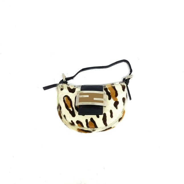 Fendi Mini Croissant Pony hair in Leopard print White Multicolor-Luxbags