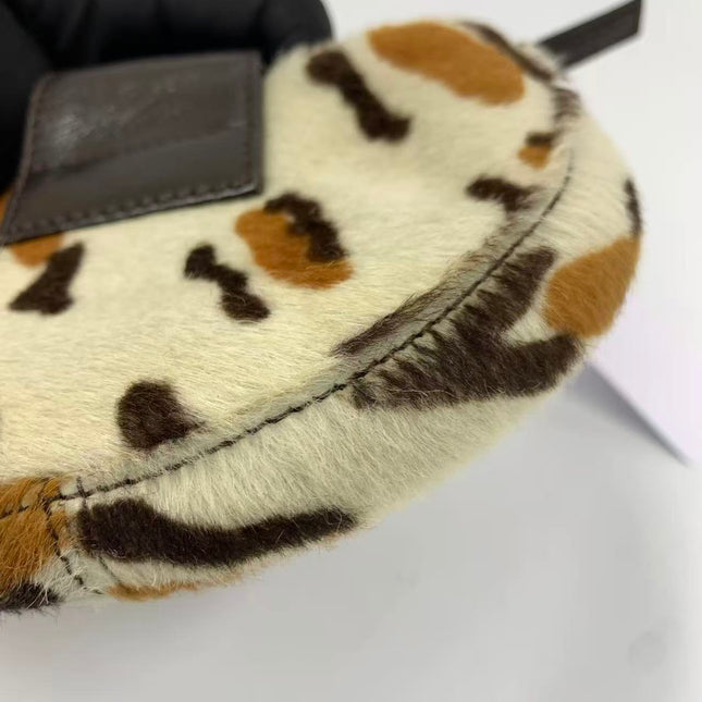 Fendi Mini Croissant Pony hair in Leopard print White Multicolor