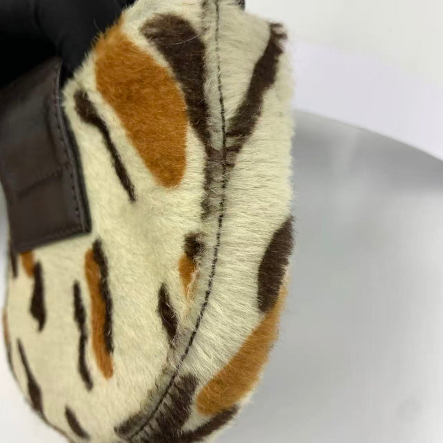 Fendi Mini Croissant Pony hair in Leopard print White Multicolor