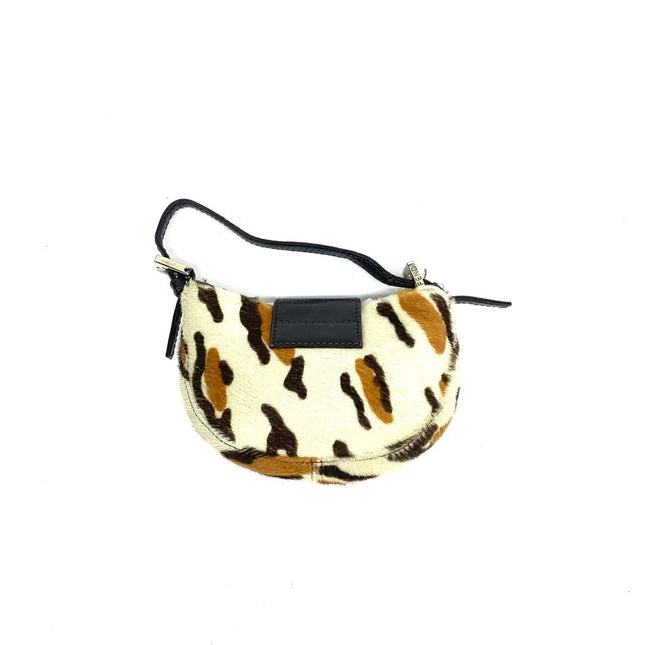 Fendi Mini Croissant Pony hair in Leopard print White Multicolor