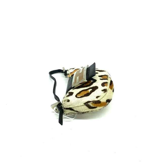 Fendi Mini Croissant Pony hair in Leopard print White Multicolor