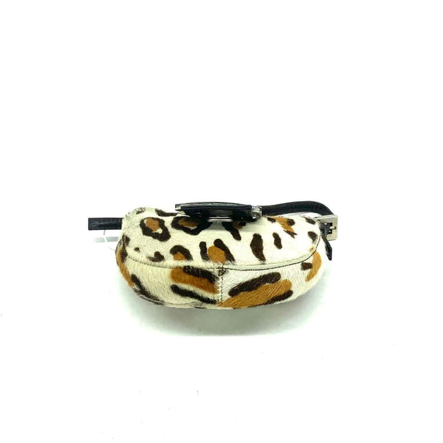 Fendi Mini Croissant Pony hair in Leopard print White Multicolor