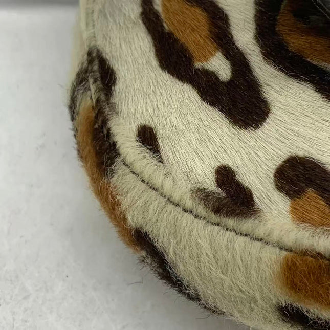Fendi Mini Croissant Pony hair in Leopard print White Multicolor