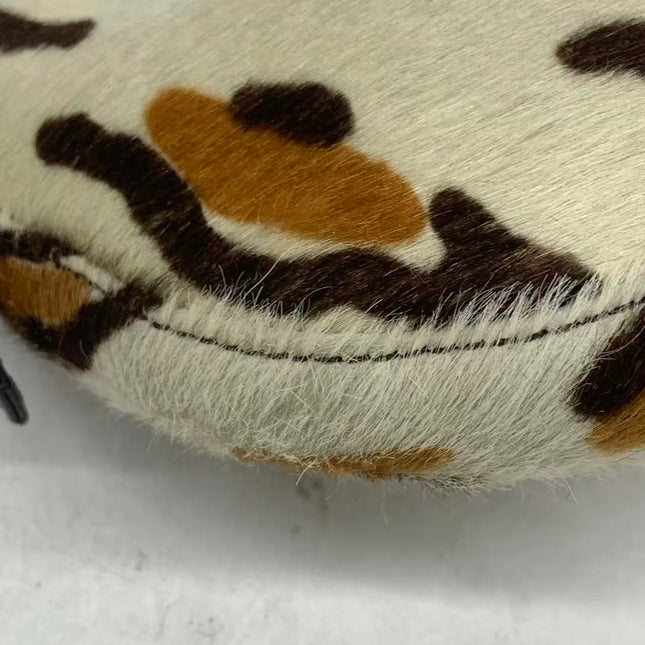 Fendi Mini Croissant Pony hair in Leopard print White Multicolor
