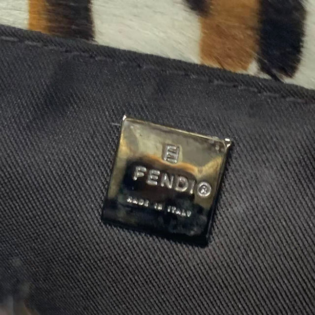 Fendi Mini Croissant Pony hair in Leopard print White Multicolor