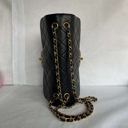 Chanel Jumbo Double Sided Classic Flap Black Lambskin Leather 24k Gold Hardware Handbag