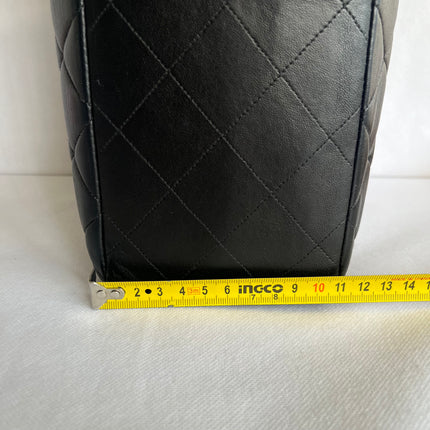 Chanel Jumbo Double Sided Classic Flap Black Lambskin Leather 24k Gold Hardware Handbag