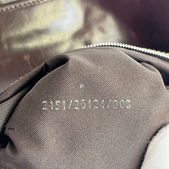 Fendi Baguette Vintage White Glitter Beads Brown Leather