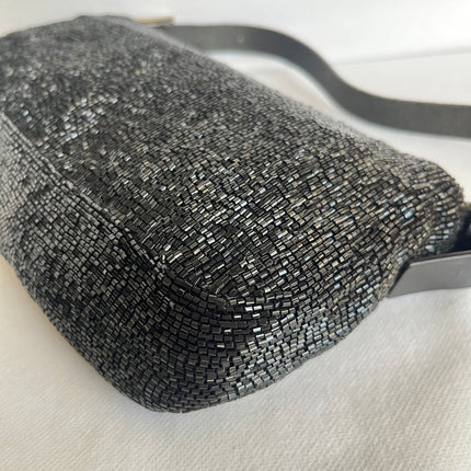 Fendi Baguette Vintage Black Glitter Beads Shoulder Bag