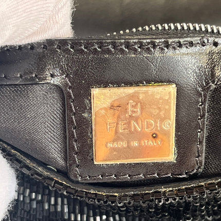 Fendi Baguette Vintage Black Glitter Beads Shoulder Bag