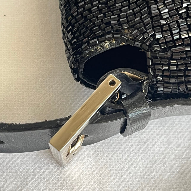 Fendi Baguette Vintage Black Glitter Beads Shoulder Bag