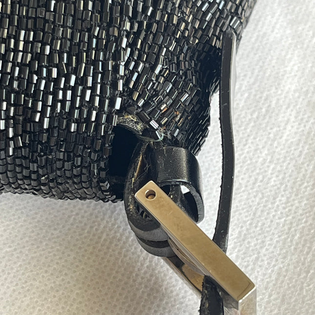 Fendi Baguette Vintage Black Glitter Beads Shoulder Bag