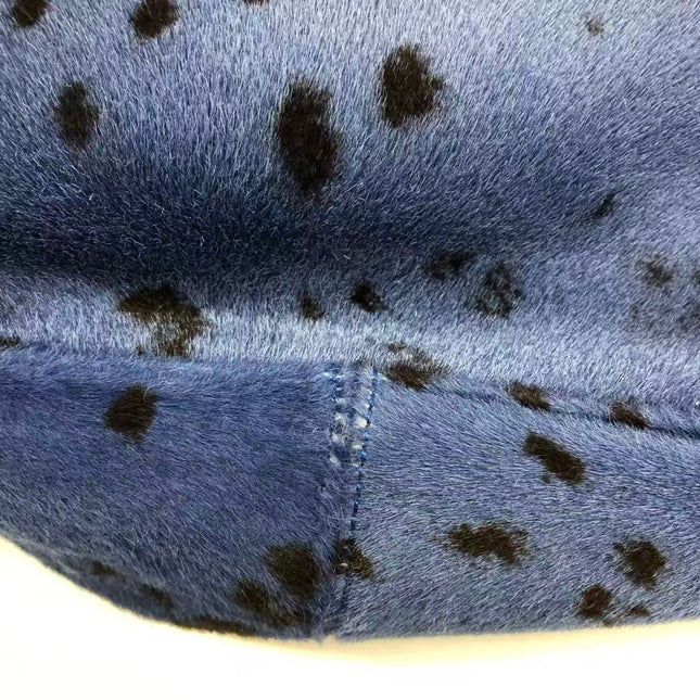 Fendi Mamma Baguette Blue Leopard Print Ponyhair Leather Shoulder Bag