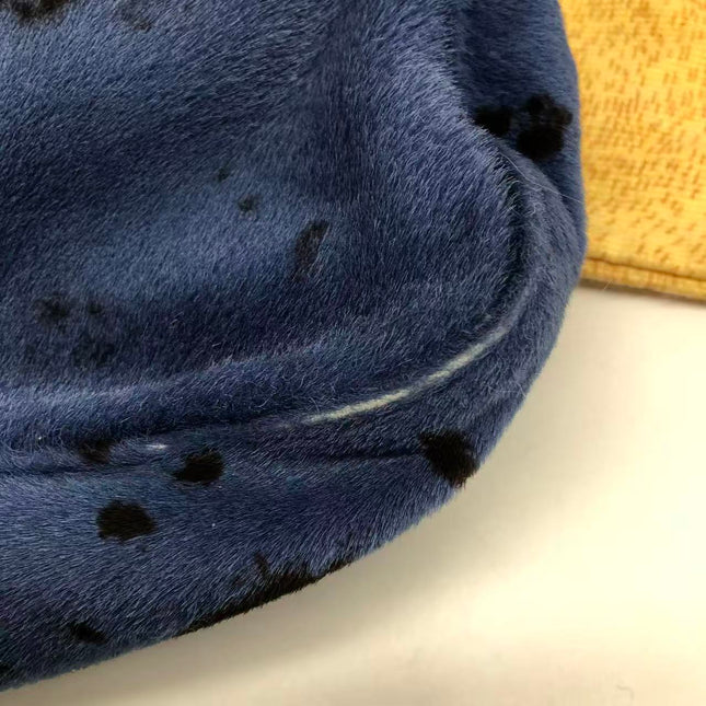 Fendi Mamma Baguette Blue Leopard Print Ponyhair Leather Shoulder Bag