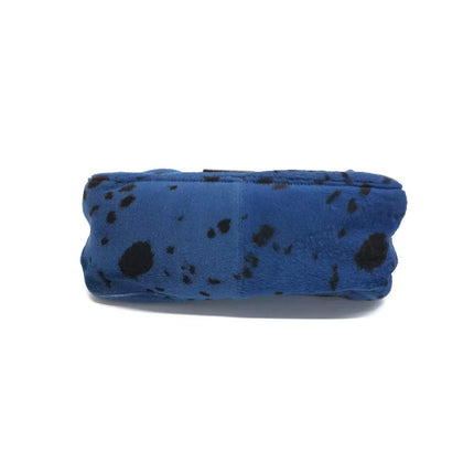 Fendi Mamma Baguette Blue Leopard Print Ponyhair Leather Shoulder Bag