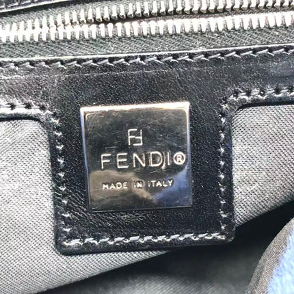 Fendi Mamma Baguette Blue Leopard Print Ponyhair Leather Shoulder Bag