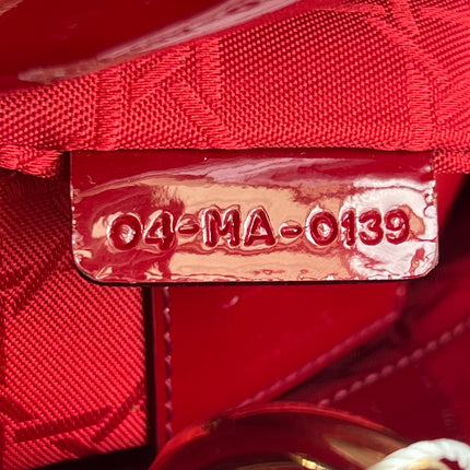 Lady Dior Mini 2019 Red Patent Leather Gold-tone Chain Strap