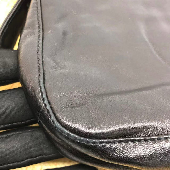 Fendi Baguette Black Lambskin Leather Red Enamel Buckle Shoulder Bag