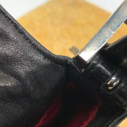 Fendi Baguette Black Lambskin Leather Red Enamel Buckle Shoulder Bag