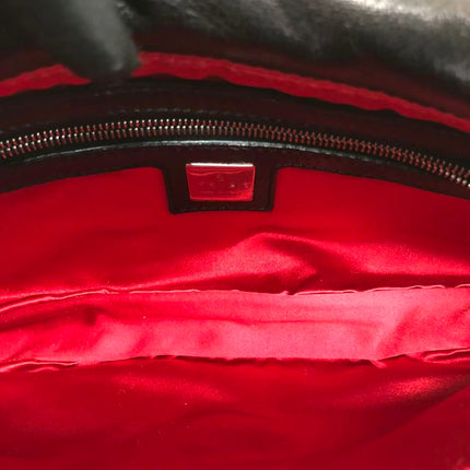Fendi Baguette Black Lambskin Leather Red Enamel Buckle Shoulder Bag