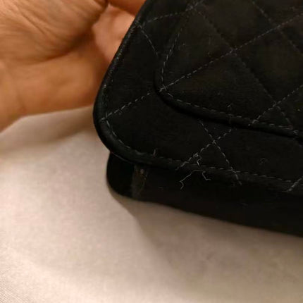 Chanel Mini Vintage Black Suede Leather Gold Chain Crossbody Bag