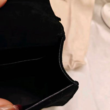 Chanel Mini Vintage Black Suede Leather Gold Chain Crossbody Bag