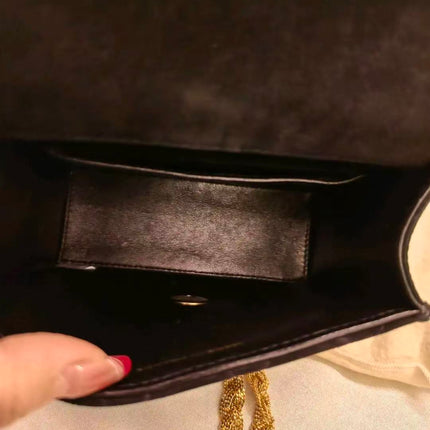 Chanel Mini Vintage Black Suede Leather Gold Chain Crossbody Bag