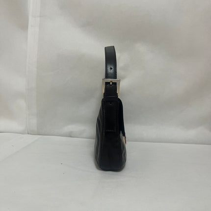 Fendi Baguette Black Lambskin Leather Red Enamel Buckle Shoulder Bag