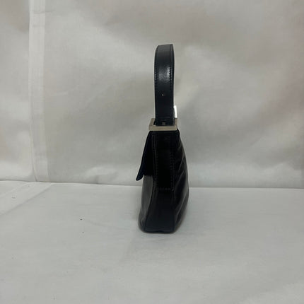 Fendi Baguette Black Lambskin Leather Red Enamel Buckle Shoulder Bag