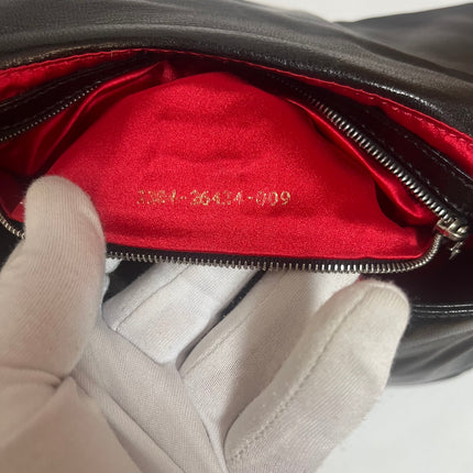Fendi Baguette Black Lambskin Leather Red Enamel Buckle Shoulder Bag