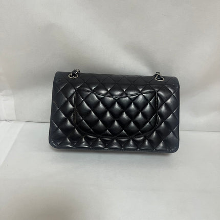 Chanel Timeless Classic Flap Medium 2009 Black Lambskin Leather Silver Hardware