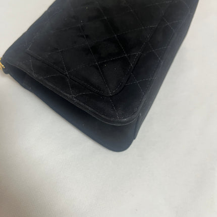 Chanel Mini Vintage Black Suede Leather Gold Chain Crossbody Bag