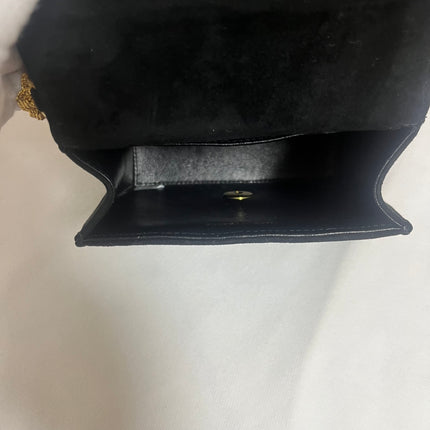 Chanel Mini Vintage Black Suede Leather Gold Chain Crossbody Bag