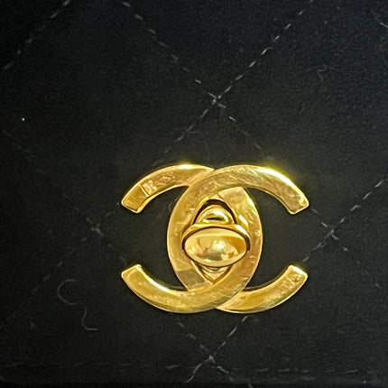 Chanel Mini Vintage Black Suede Leather Gold Chain Crossbody Bag