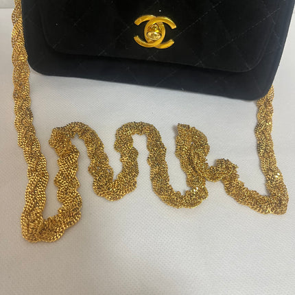 Chanel Mini Vintage Black Suede Leather Gold Chain Crossbody Bag
