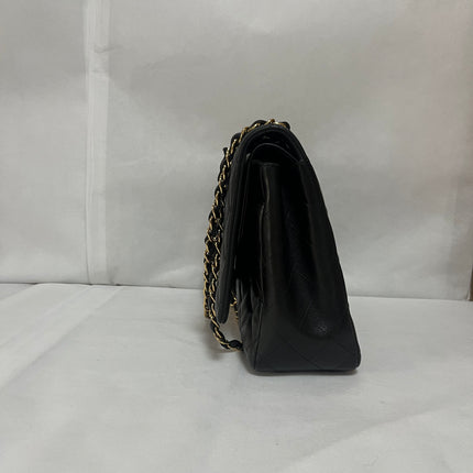 Chanel Classic Flap Maxi 2012 Black Lambskin Leather Double Flap with Gold Hardware