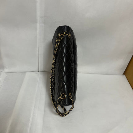 Chanel Classic Flap Maxi 2012 Black Lambskin Leather Double Flap with Gold Hardware