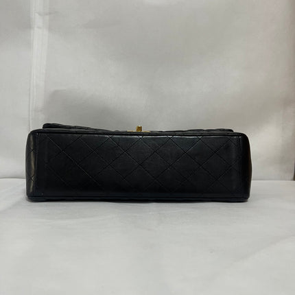 Chanel Classic Flap Maxi 2012 Black Lambskin Leather Double Flap with Gold Hardware