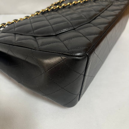Chanel Classic Flap Maxi 2012 Black Lambskin Leather Double Flap with Gold Hardware