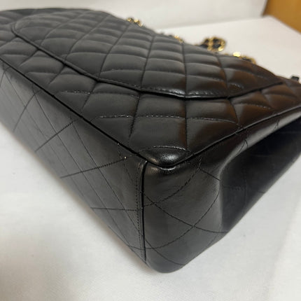Chanel Classic Flap Maxi 2012 Black Lambskin Leather Double Flap with Gold Hardware