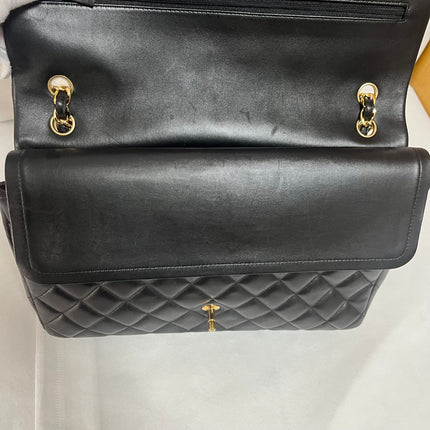 Chanel Classic Flap Maxi 2012 Black Lambskin Leather Double Flap with Gold Hardware