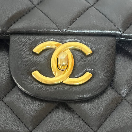 Chanel Classic Flap Maxi 2012 Black Lambskin Leather Double Flap with Gold Hardware