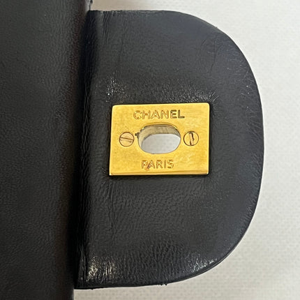 Chanel Classic Flap Maxi 2012 Black Lambskin Leather Double Flap with Gold Hardware
