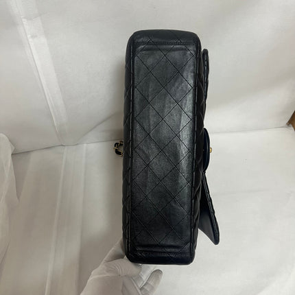 Chanel Classic Flap Maxi 2009 Black Lambskin Leather Single Flap with Gold Hardware