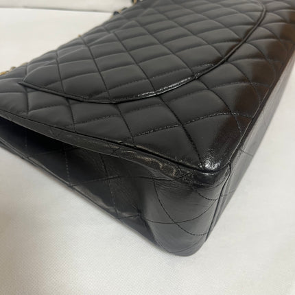 Chanel Classic Flap Maxi 2009 Black Lambskin Leather Single Flap with Gold Hardware