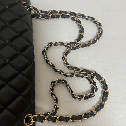 Chanel Classic Flap Maxi 2009 Black Lambskin Leather Single Flap with Gold Hardware